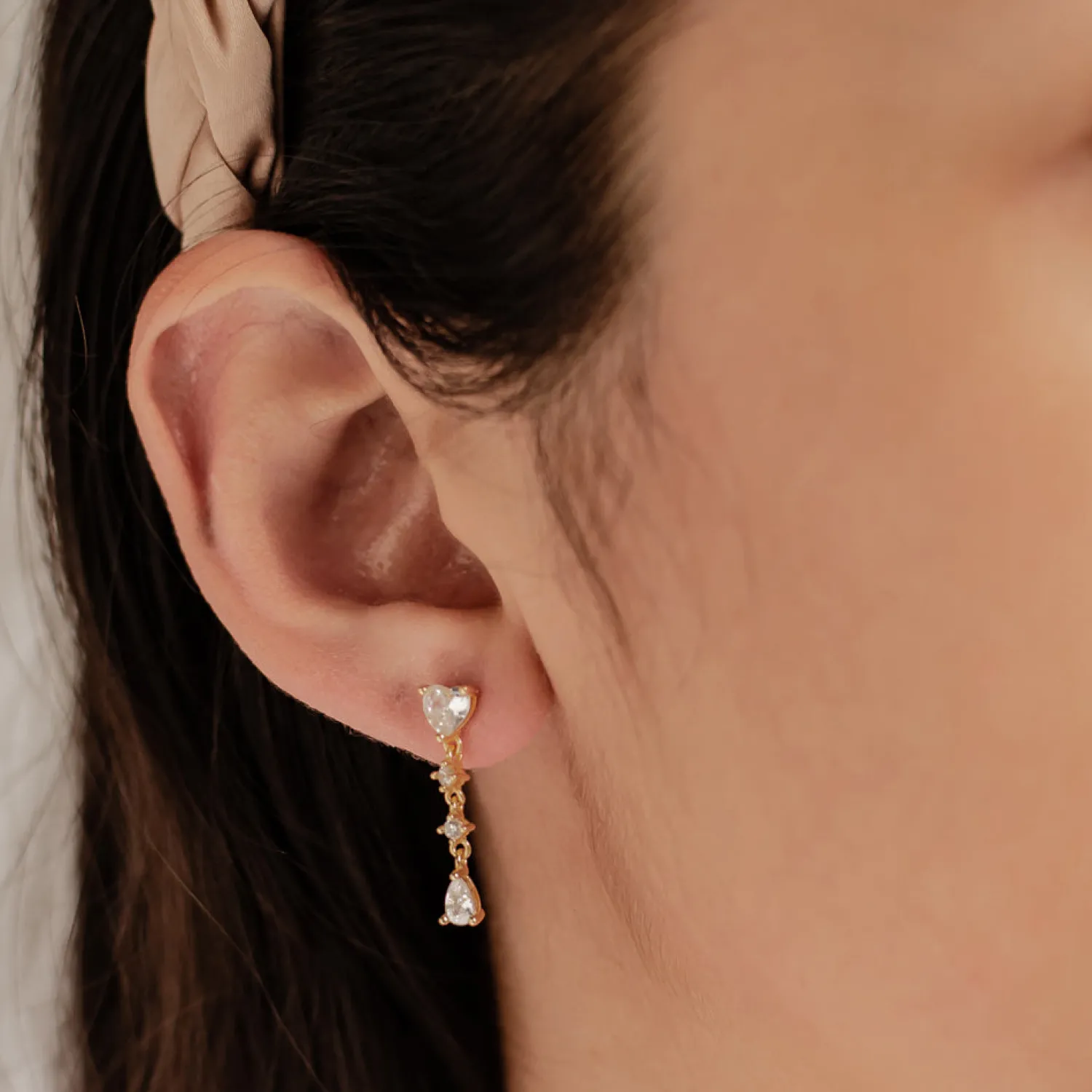 Ohrstecker | Hey Happiness Herz-Tropfen Ohrstecker aus Sterlingsilber