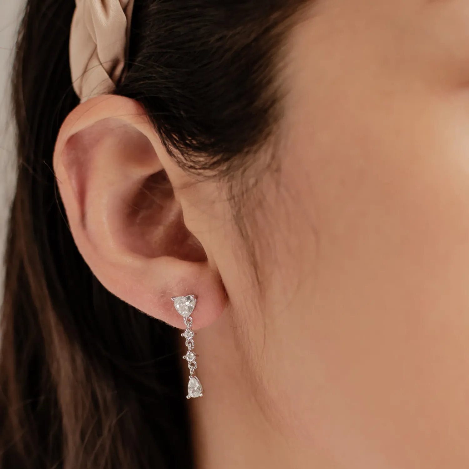 Ohrstecker | Hey Happiness Herz-Tropfen Ohrstecker aus Sterlingsilber