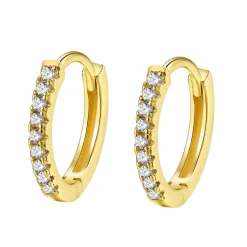 Huggie Ohrringe | Creolen | Hey Happiness Huggie Ohrringe mit Strasssteinen Sterlingsilber mit Goldüberzug