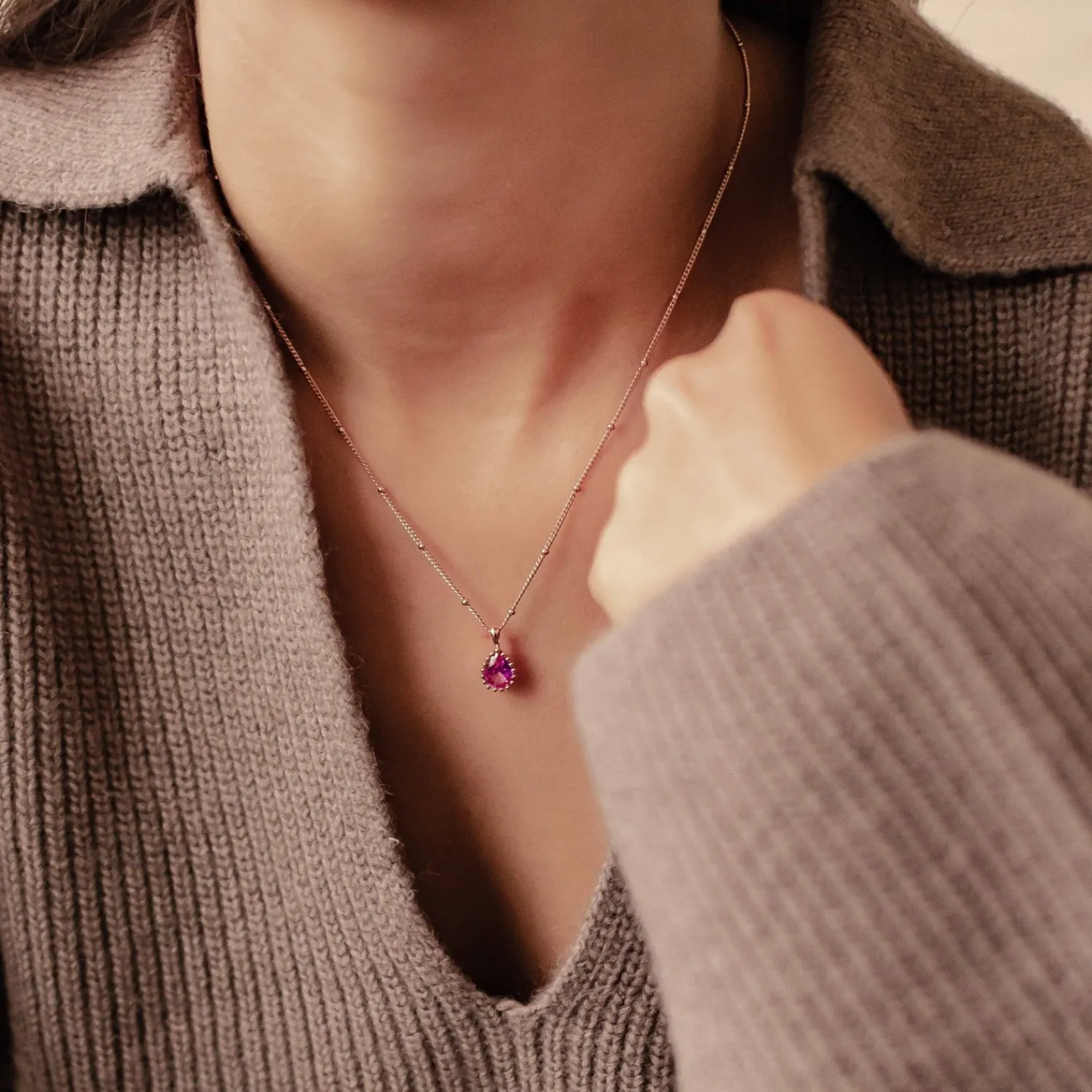 Filigrane Ketten | Hey Happiness Juli Rubin Geburtsstein Halskette Sterlingsilber