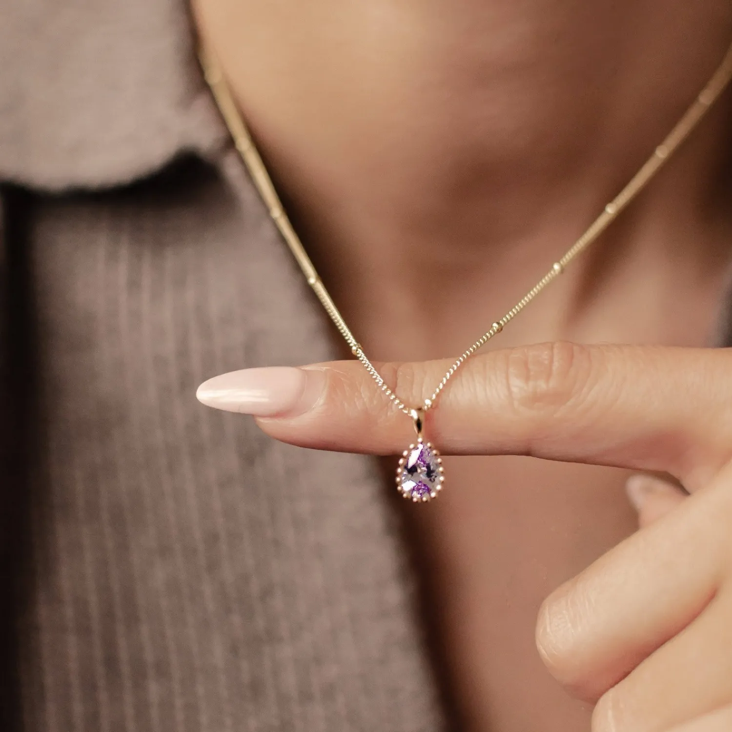 Filigrane Ketten | Hey Happiness Juni Alexandrit Geburtsstein Halskette Sterlingsilber