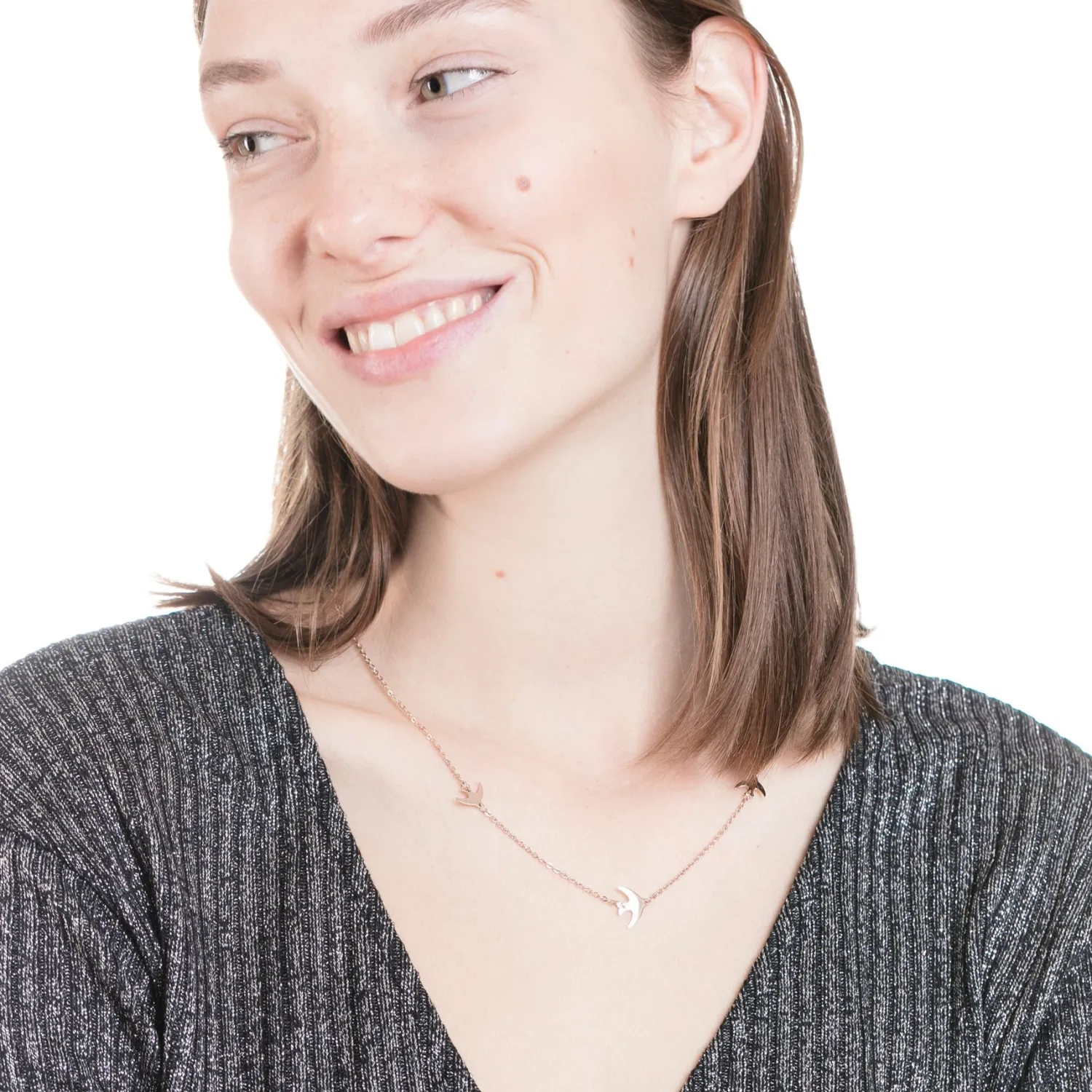 Filigrane Ketten | Hey Happiness Kette Fliegende Vögel in Rosegold Rose Gold
