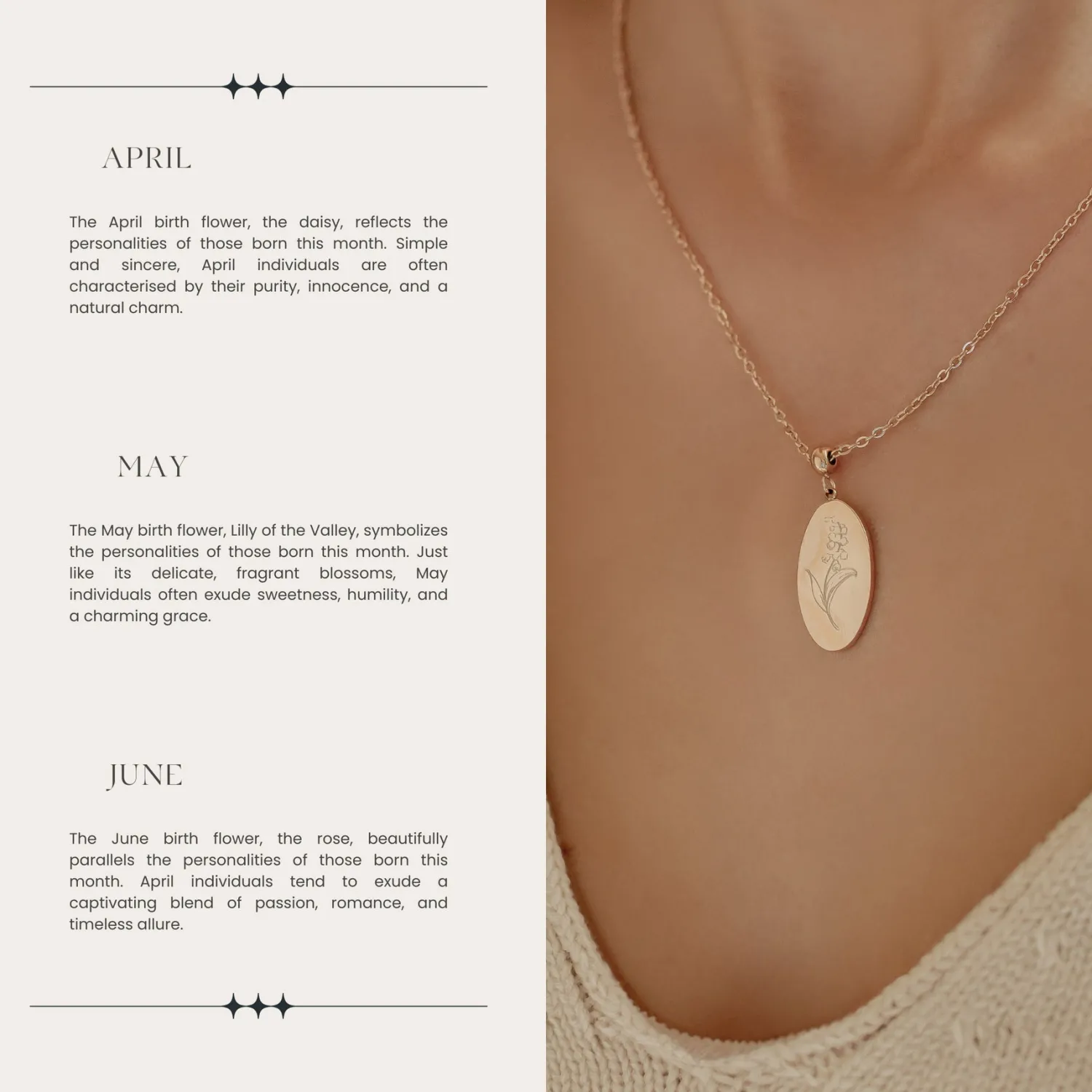 Anhänger | Hey Happiness Kette Geburtsblume Oval Anhänger