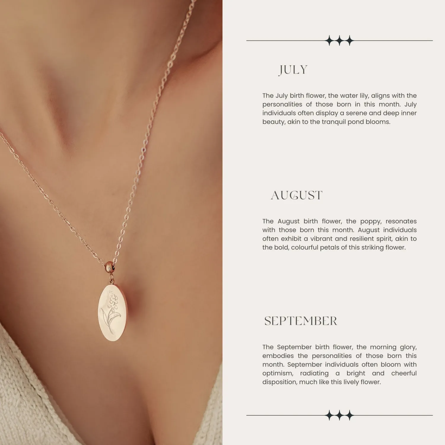 Anhänger | Hey Happiness Kette Geburtsblume Oval Anhänger