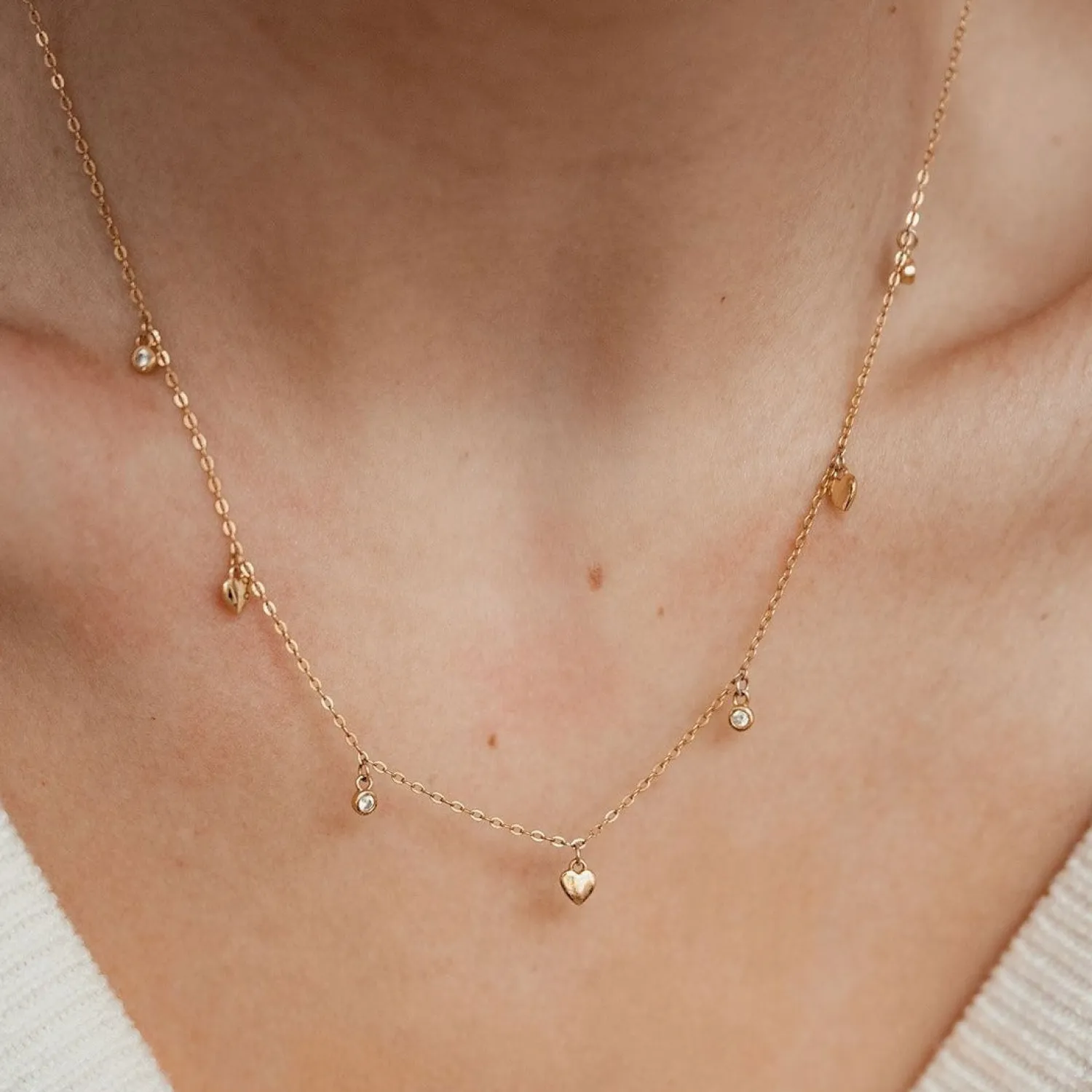 Filigrane Ketten | Hey Happiness Kette mit Herzchen Sterlingsilber in Gold
