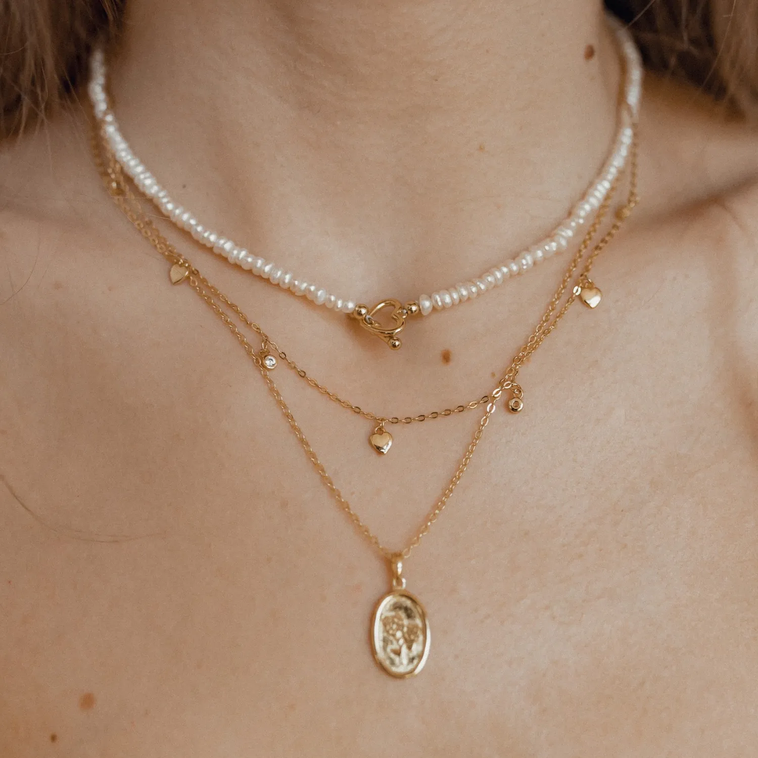 Filigrane Ketten | Hey Happiness Kette mit Herzchen Sterlingsilber in Gold