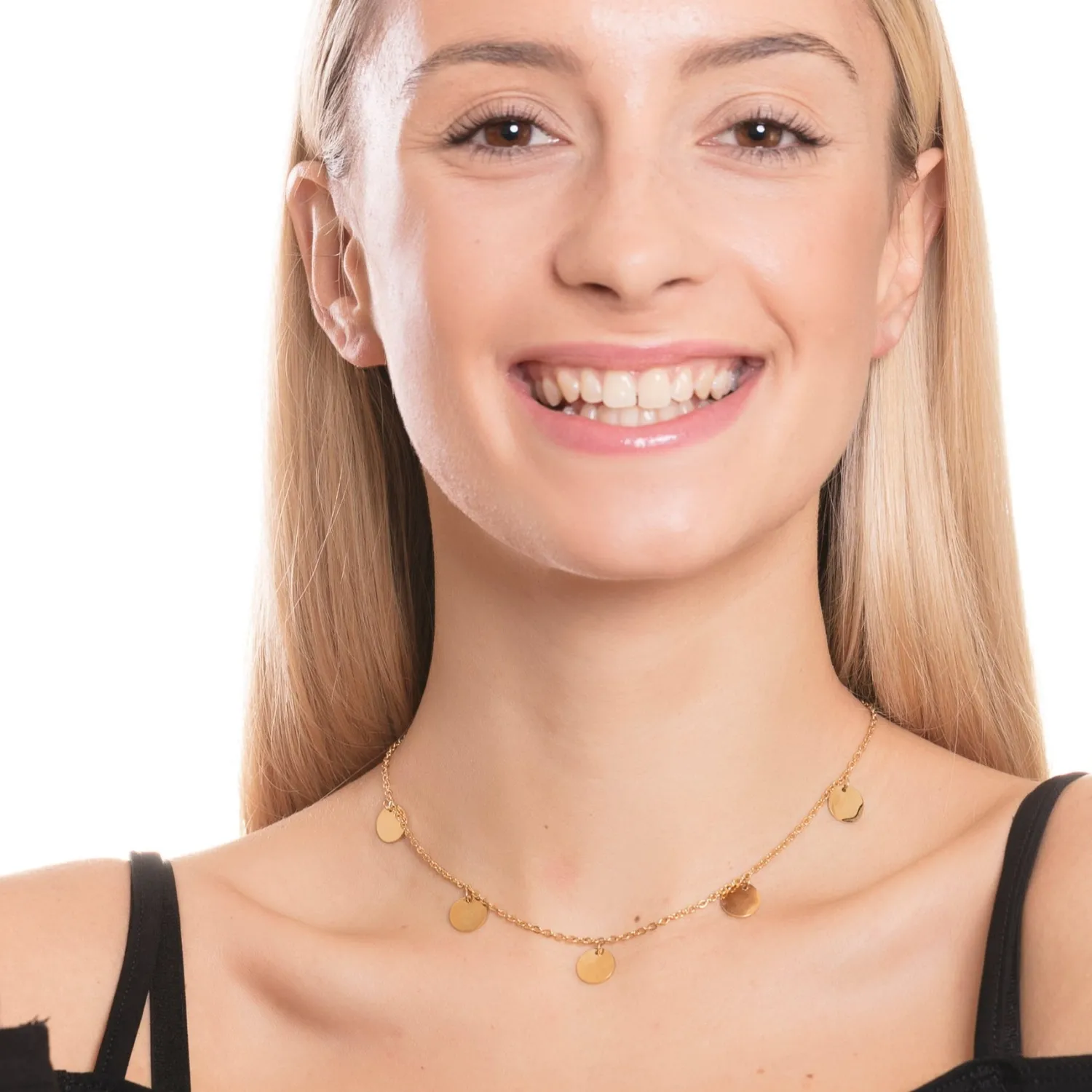 Filigrane Ketten | Hey Happiness Kette mit Plättchen „Happiness“ in farbe Gold
