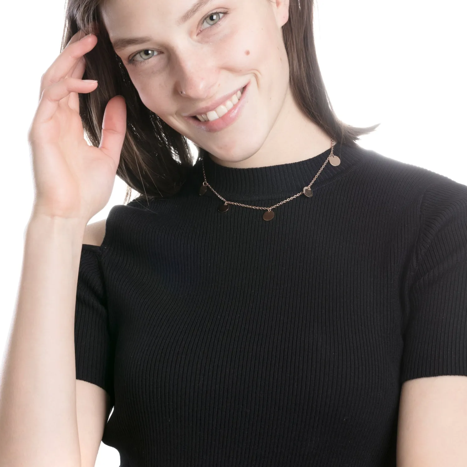 Filigrane Ketten | Hey Happiness Kette mit Plättchen "Happiness" in Rosegold Rose Gold
