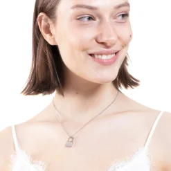 Filigrane Ketten | Hey Happiness Kette mit Schloss Anhänger in Silberfarbe Silver
