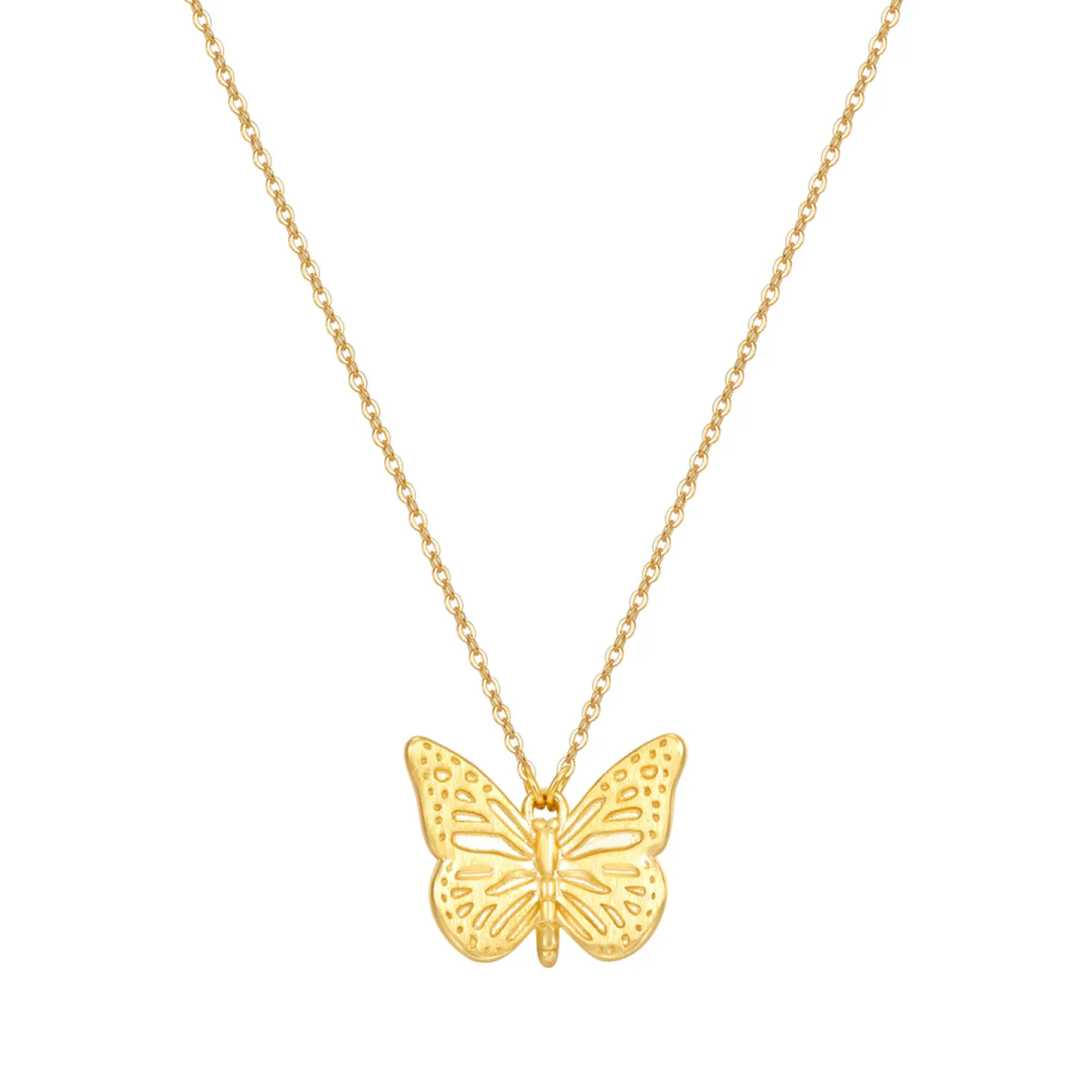 Filigrane Ketten | Hey Happiness Kette mit Schmetterling Anhänger Sterlingsilber in Gold