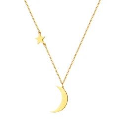 Filigrane Ketten | Hey Happiness Kette mit Stern und Mond Anhängern in farbe Gold