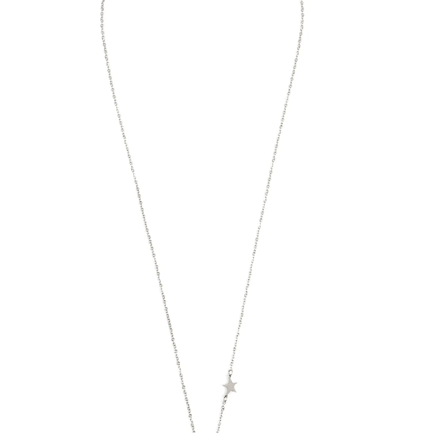 Filigrane Ketten | Hey Happiness Kette mit Stern und Mond Anhängern in Silberfarbe Silver