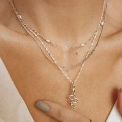 Filigrane Ketten | Hey Happiness Kette Schlange Anhänger Sterlingsilber Silver