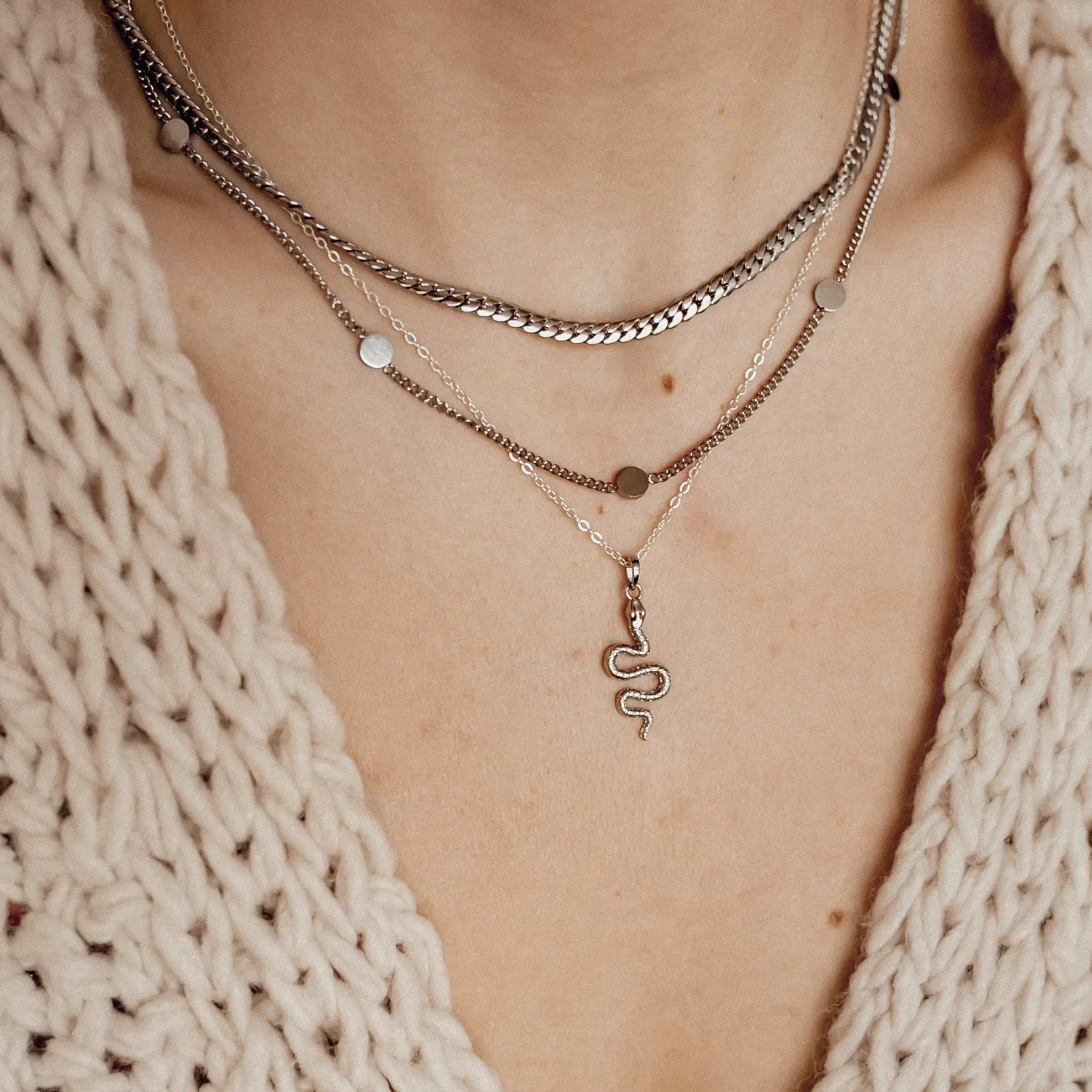 Filigrane Ketten | Hey Happiness Kette Schlange Anhänger Sterlingsilber Silver