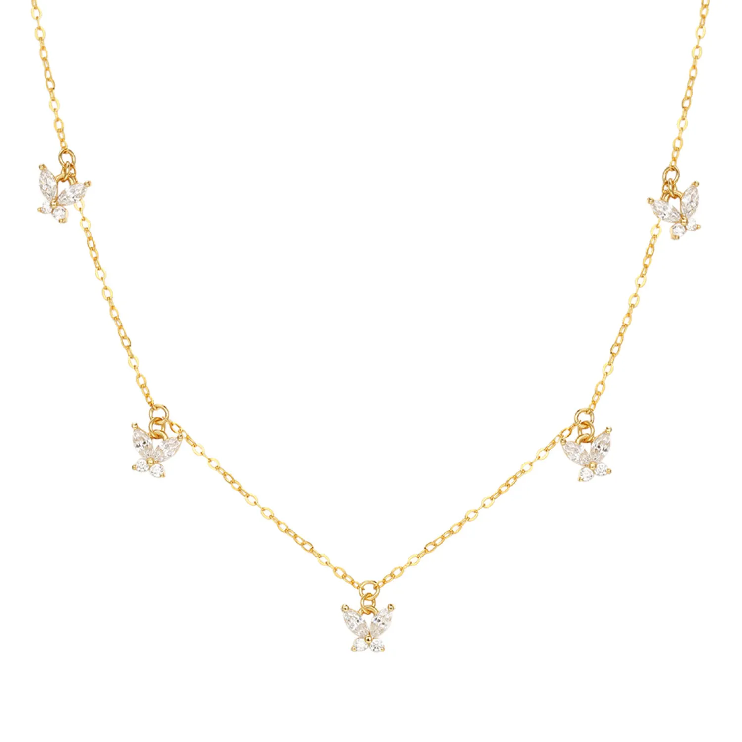 Filigrane Ketten | Hey Happiness Kette Schmetterling Anhänger mit Schmucksteinen Sterlingsilber