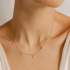 Filigrane Ketten | Hey Happiness Kette Schmetterling Anhänger mit Schmucksteinen Sterlingsilber