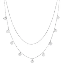 Filigrane Ketten | Hey Happiness Kette Strukturierter Kreis in Silberfarbe Silver