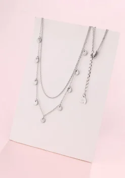 Filigrane Ketten | Hey Happiness Kette Strukturierter Kreis in Silberfarbe Silver