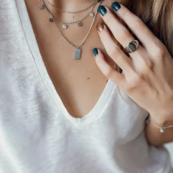 Filigrane Ketten | Hey Happiness Kette Strukturierter Kreis in Silberfarbe Silver