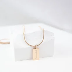 Filigrane Ketten | Hey Happiness Kette Viereck Anhänger Rosegold Rose Gold