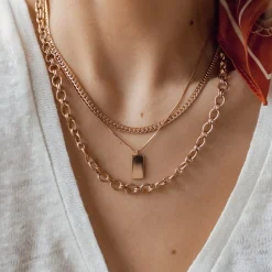 Filigrane Ketten | Hey Happiness Kette Viereck Anhänger Rosegold Rose Gold
