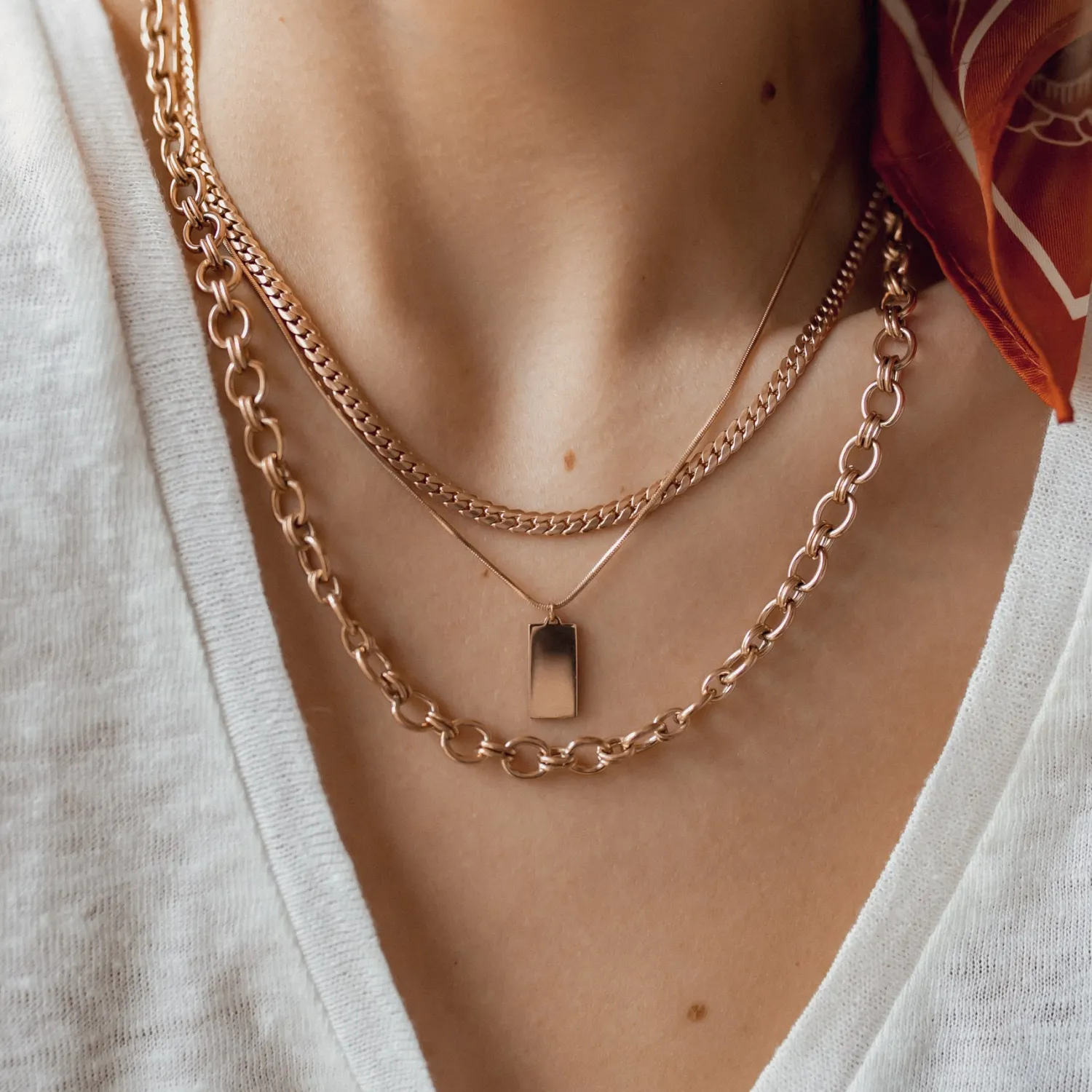 Filigrane Ketten | Hey Happiness Kette Viereck Anhänger Rosegold Rose Gold