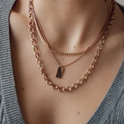 Filigrane Ketten | Hey Happiness Kette Viereck Anhänger Rosegold Rose Gold