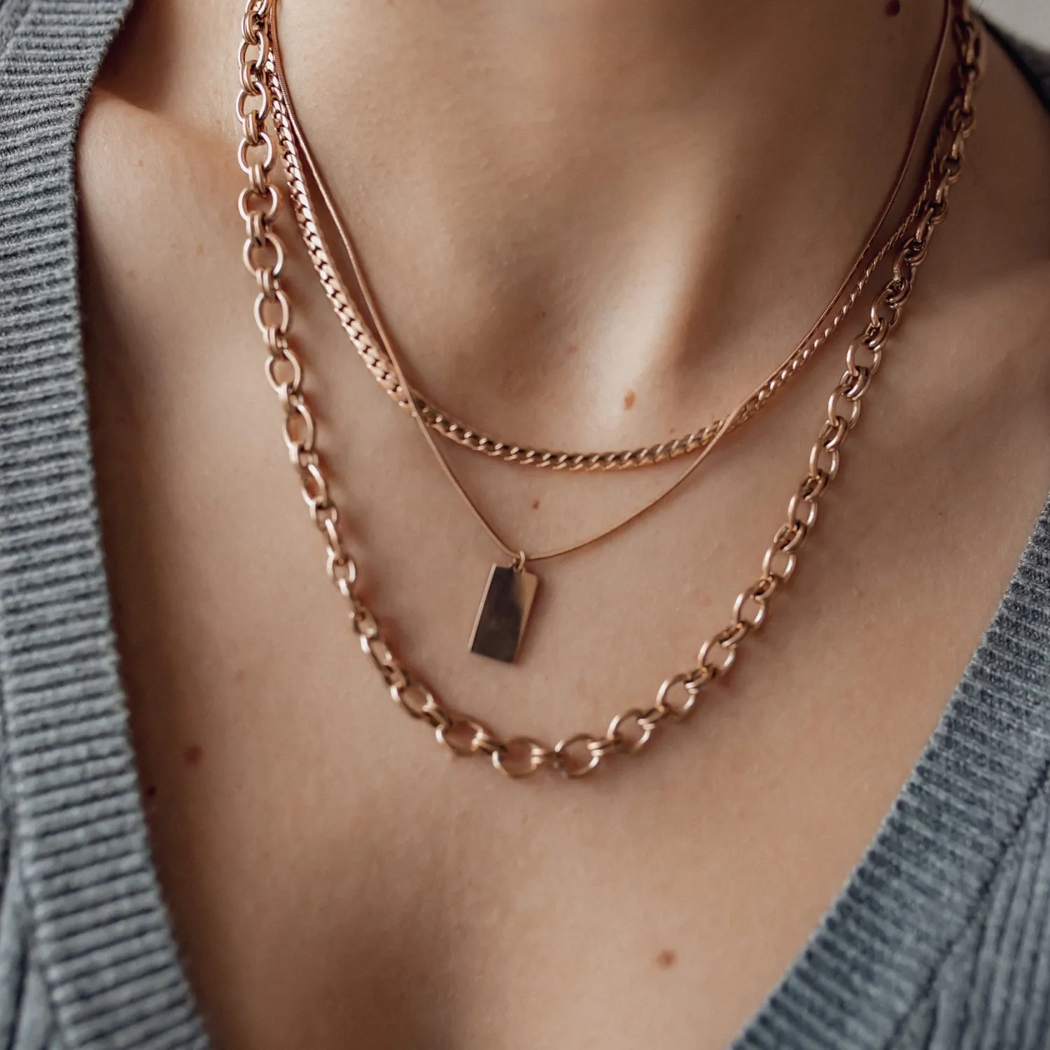 Filigrane Ketten | Hey Happiness Kette Viereck Anhänger Rosegold Rose Gold