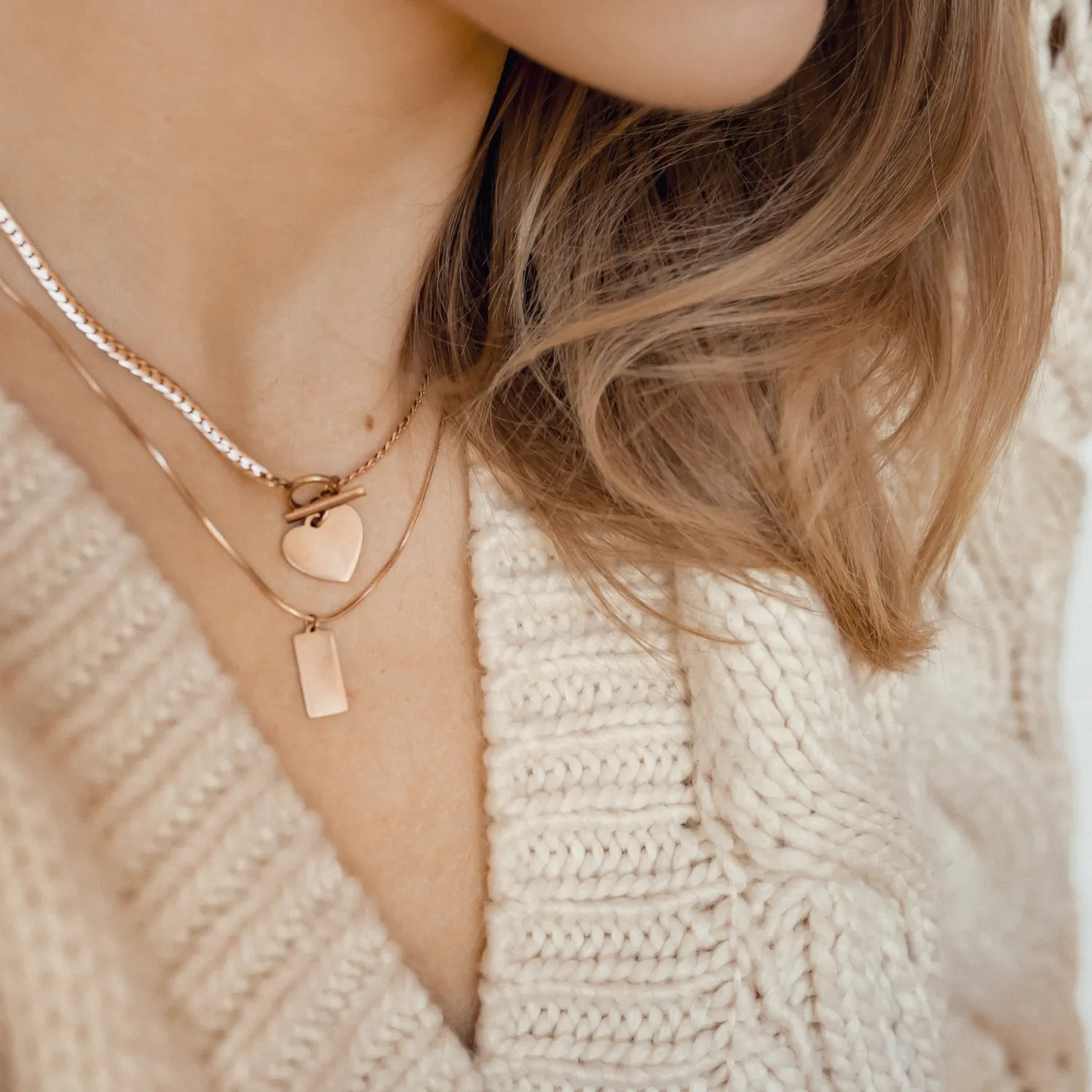 Filigrane Ketten | Hey Happiness Kette Viereck Anhänger Rosegold Rose Gold
