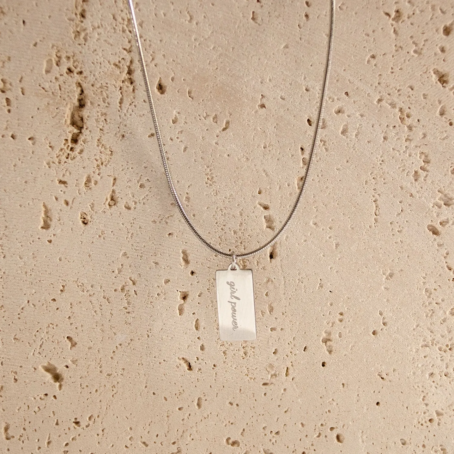 Filigrane Ketten | Hey Happiness Kette Viereck Anhänger Silber Silver