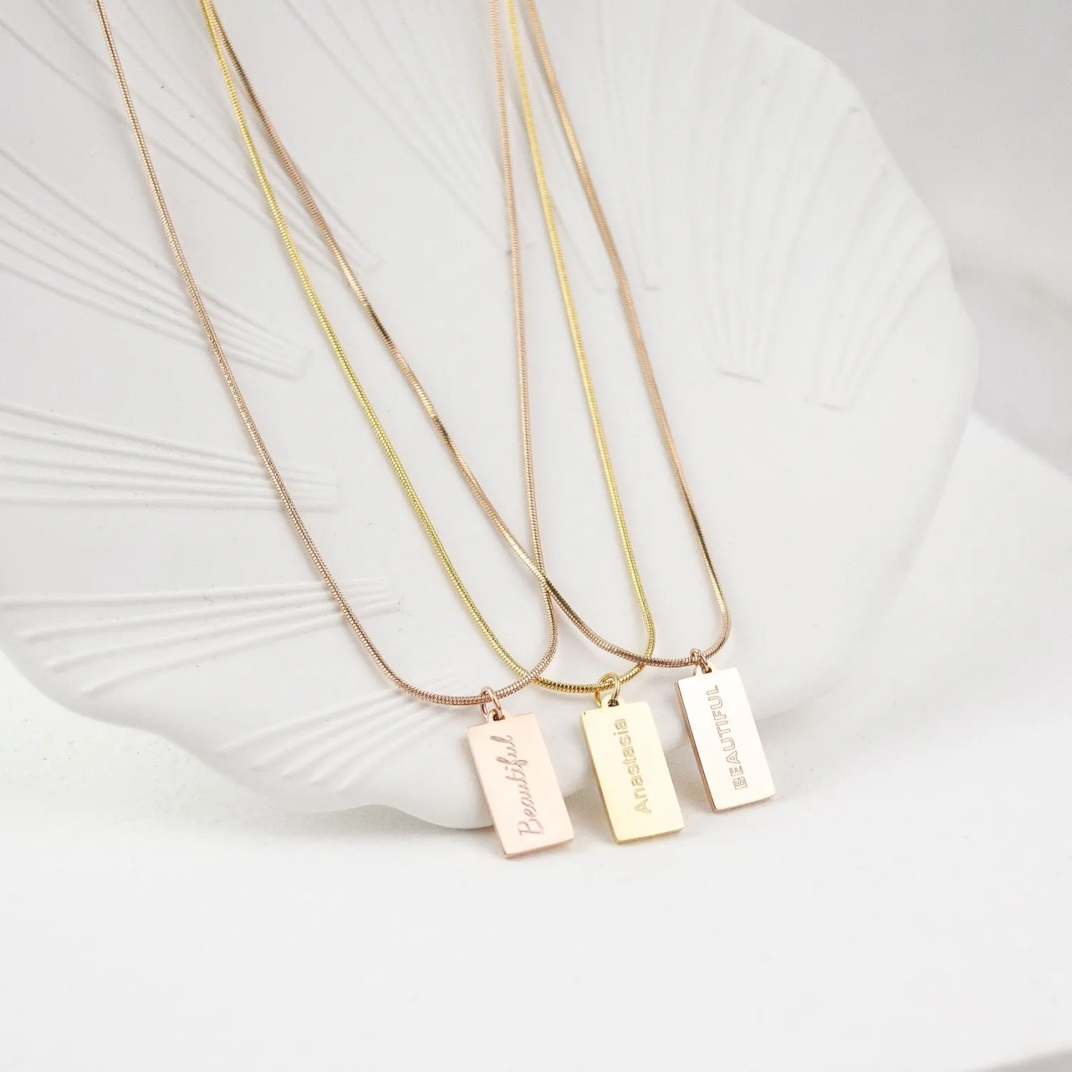 Filigrane Ketten | Hey Happiness Kette Viereck Anhänger Silber Silver