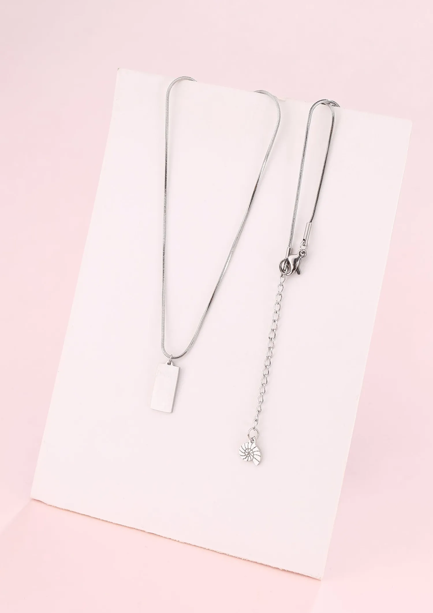 Filigrane Ketten | Hey Happiness Kette Viereck Anhänger Silber Silver
