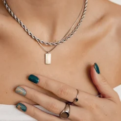 Filigrane Ketten | Hey Happiness Kette Viereck Anhänger Silber Silver