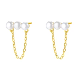 Ohrstecker | Perlenohrringe | Hey Happiness Ketten Ohrringe Silber 925 mit Perlen