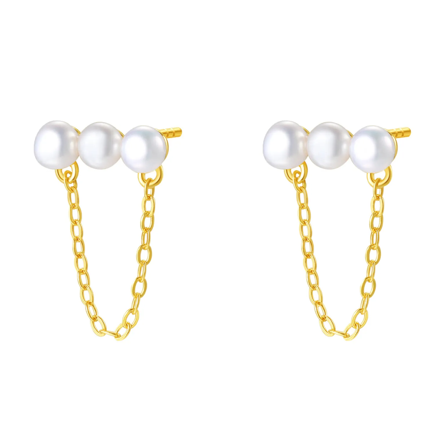 Ohrstecker | Perlenohrringe | Hey Happiness Ketten Ohrringe Silber 925 mit Perlen