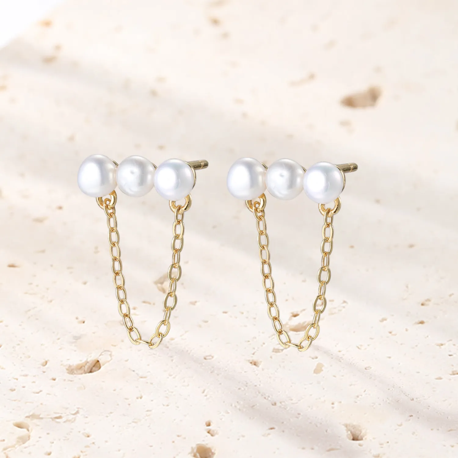 Ohrstecker | Perlenohrringe | Hey Happiness Ketten Ohrringe Silber 925 mit Perlen