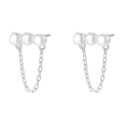 Ohrstecker | Perlenohrringe | Hey Happiness Ketten Ohrringe Silber 925 mit Perlen