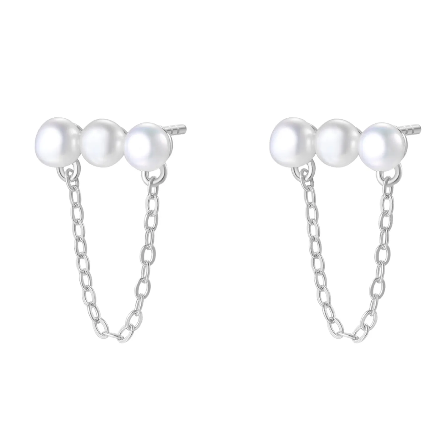 Ohrstecker | Perlenohrringe | Hey Happiness Ketten Ohrringe Silber 925 mit Perlen