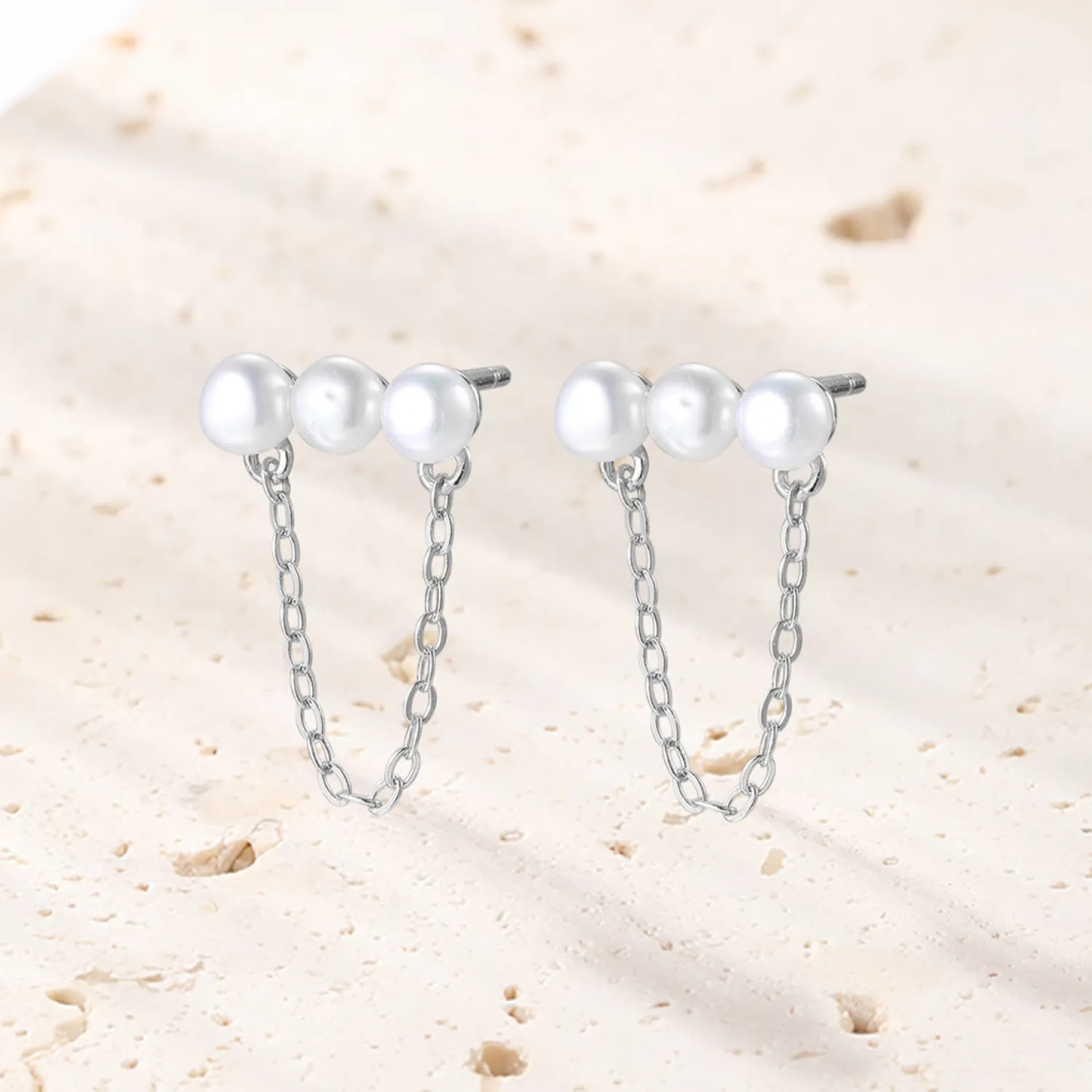 Ohrstecker | Perlenohrringe | Hey Happiness Ketten Ohrringe Silber 925 mit Perlen