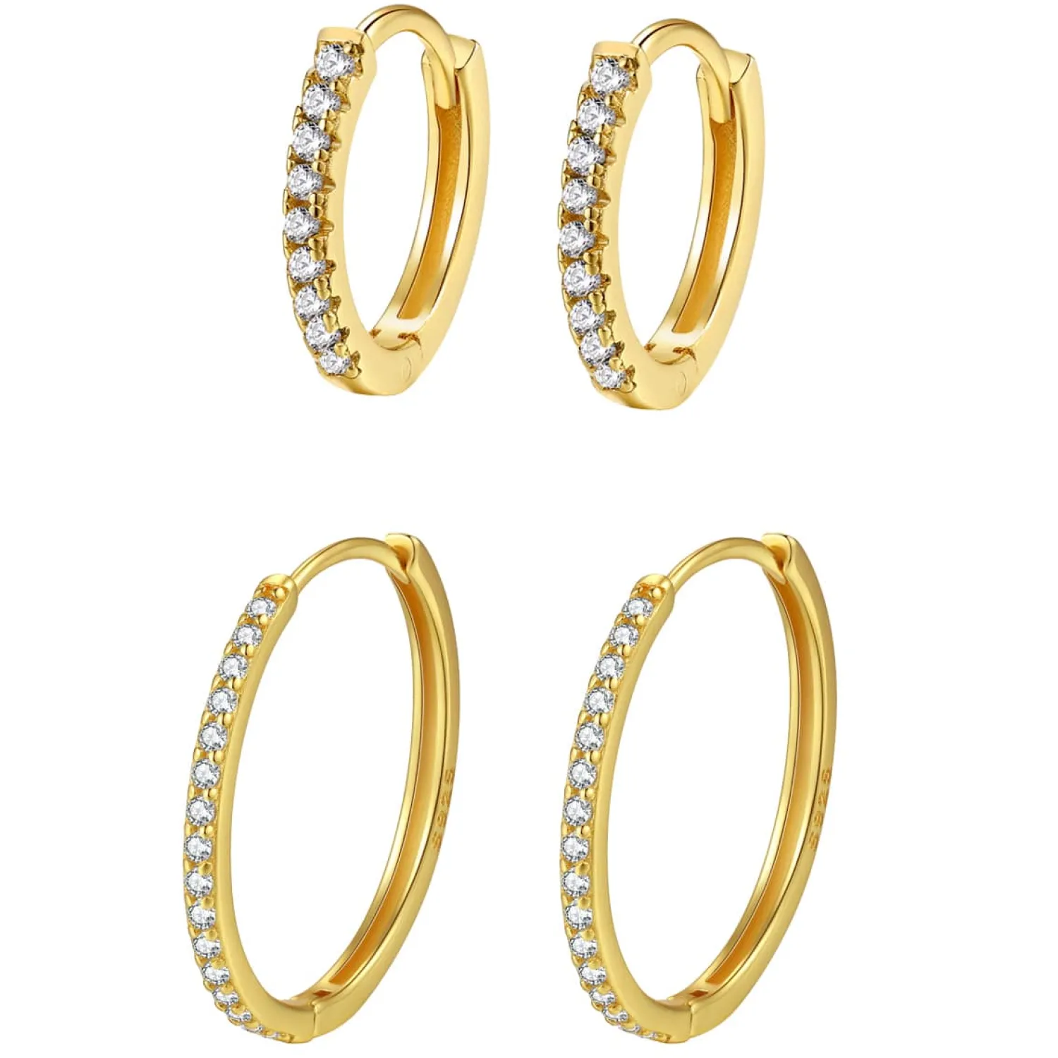 Earring Stack Sets | Creolen | Hey Happiness Klare Steine Creolen Ohrringe Set aus Sterlingsilber