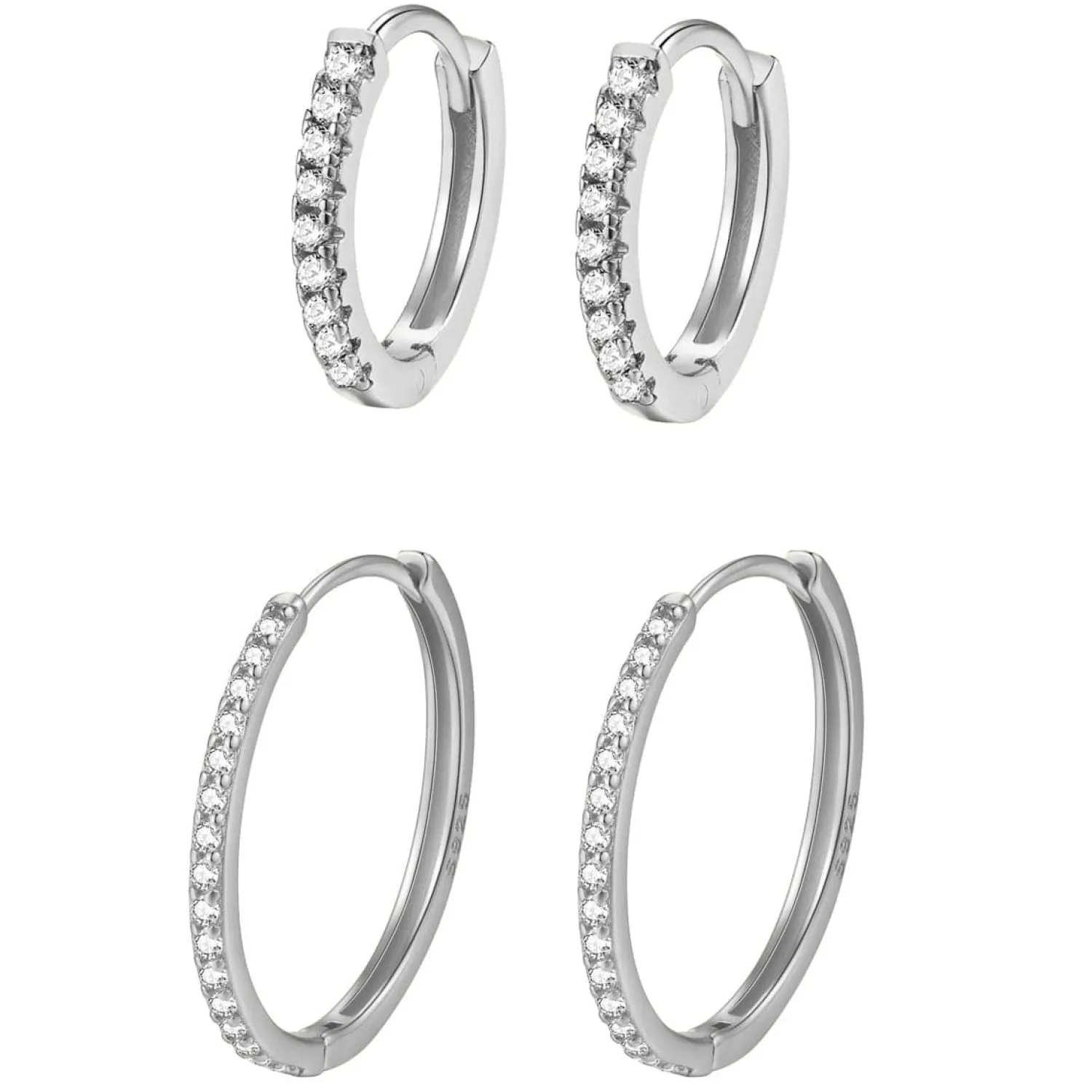 Earring Stack Sets | Creolen | Hey Happiness Klare Steine Creolen Ohrringe Set aus Sterlingsilber