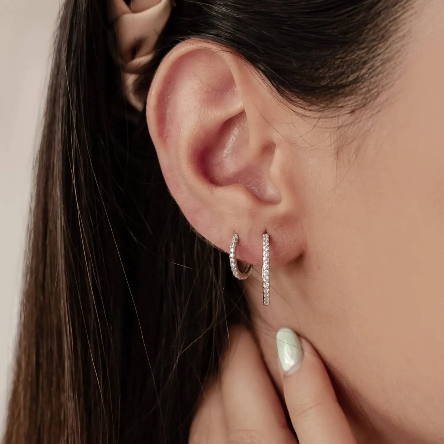 Earring Stack Sets | Creolen | Hey Happiness Klare Steine Creolen Ohrringe Set aus Sterlingsilber
