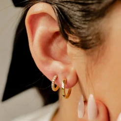 Earring Stack Sets | Creolen | Hey Happiness Klassische Band Creolen & Edelstein Huggie Ohrringe Set