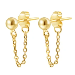 Ohrstecker | Hey Happiness Klassische Kette-Ohrstecker aus Sterlingsilber in Gold