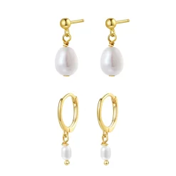Earring Stack Sets | Perlenohrringe | Hey Happiness Klassische Perlen Ohrstecker und Creolen Set