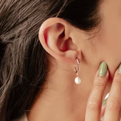 Perlenohrringe | Creolen | Hey Happiness Klobige Creolen mit Perlen aus Sterlingsilber