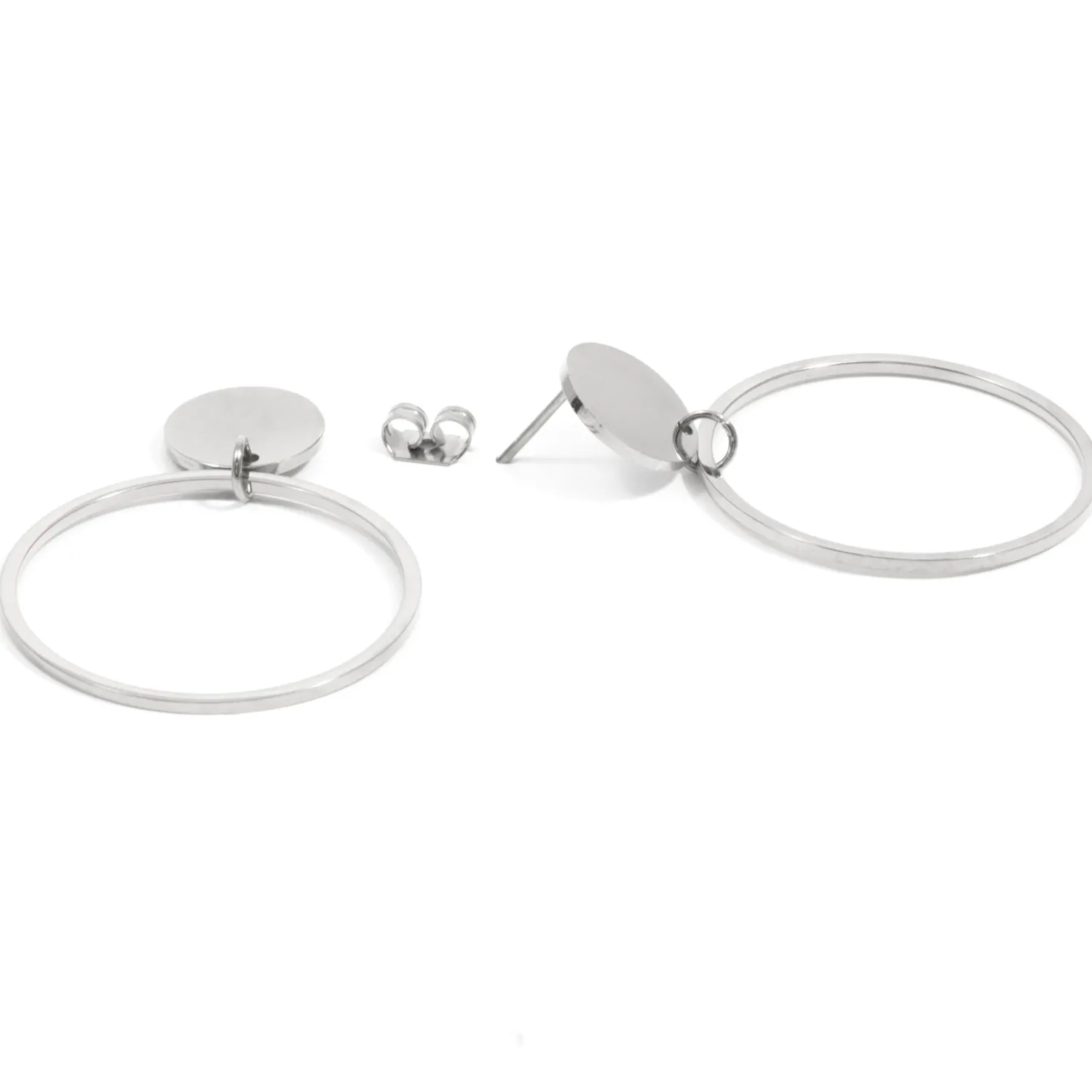 Creolen | Hey Happiness Kreis Ohrringe Creolen-Design in Silberfarbe Silver