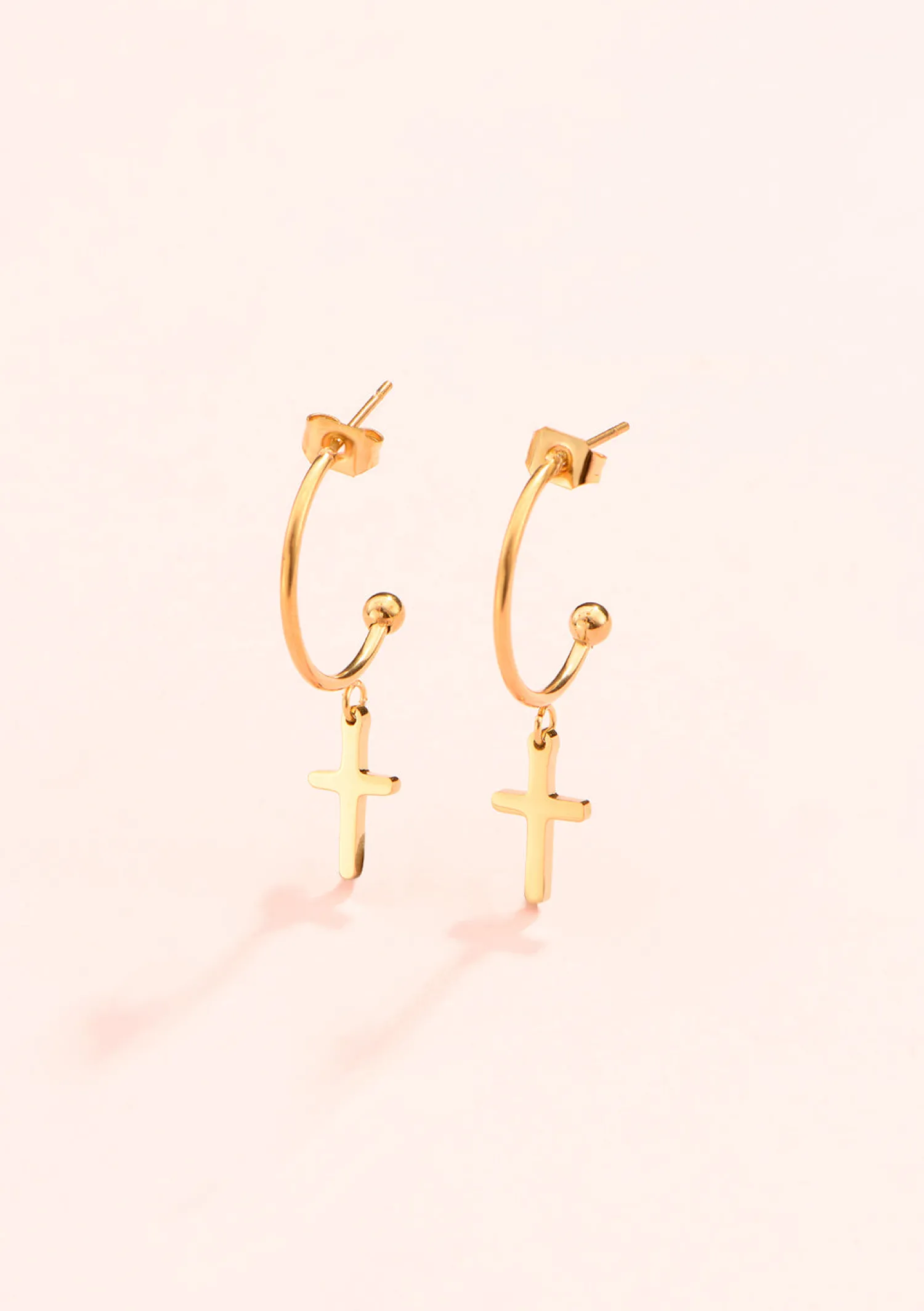 Creolen | Hey Happiness Kreuz Creolen farbe Gold