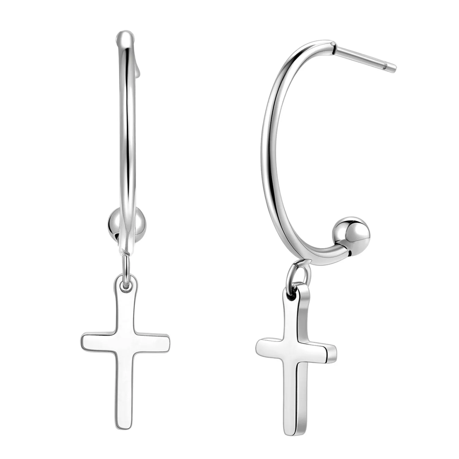 Creolen | Hey Happiness Kreuz Creolen Silberfarbe Silver