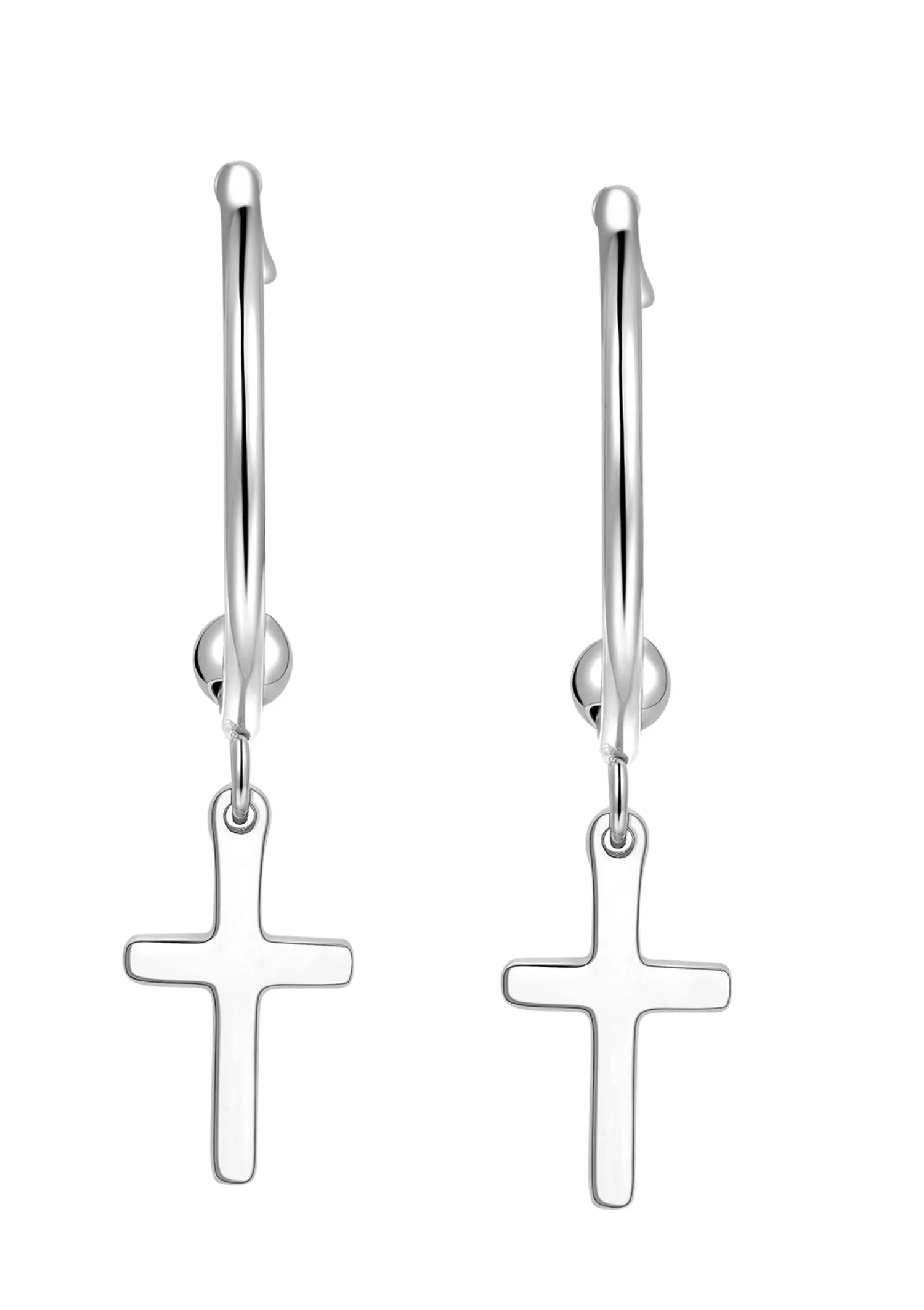 Creolen | Hey Happiness Kreuz Creolen Silberfarbe Silver